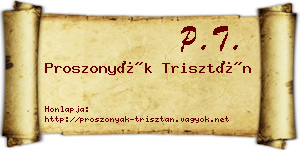 Proszonyák Trisztán névjegykártya